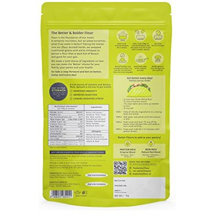 The Better Flour  Vitamin Rich Spinach Flour, Healthy Low Carb Atta | Protein & Vitamin Rich | Gluten Free Multigrain Flour | Easy to Cook Multigrain Atta (1Kg)