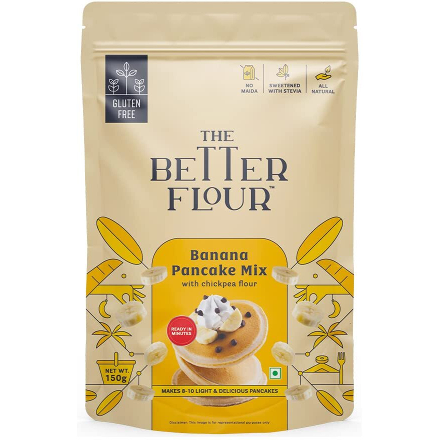 The Better Flour No Maida Banana Pancake Mix, Instant Breakfast Mix made with Chickpea & Banana, Contains 100% Plant Based Protein | Gluten Free | Healthy Breakfast for Kids & Adults