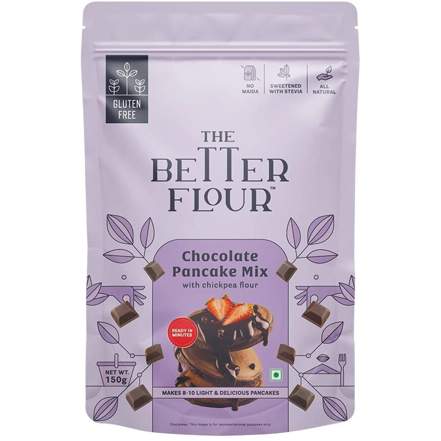 The Better Flour No Maida Chocolate Pancake Mix, Instant Breakfast & Healthy Dessert Mix made with Chickpea & Pure Cocoa, Rich in Protein, Contains 100% Plant Based Protein | Gluten Free | Healthy Breakfast for Kids & Adults