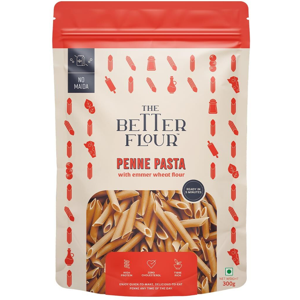 The Better Flour Emmer Wheat Penne Pasta | No Maida | High Protein | Low GI | High Fibre |300 gm
