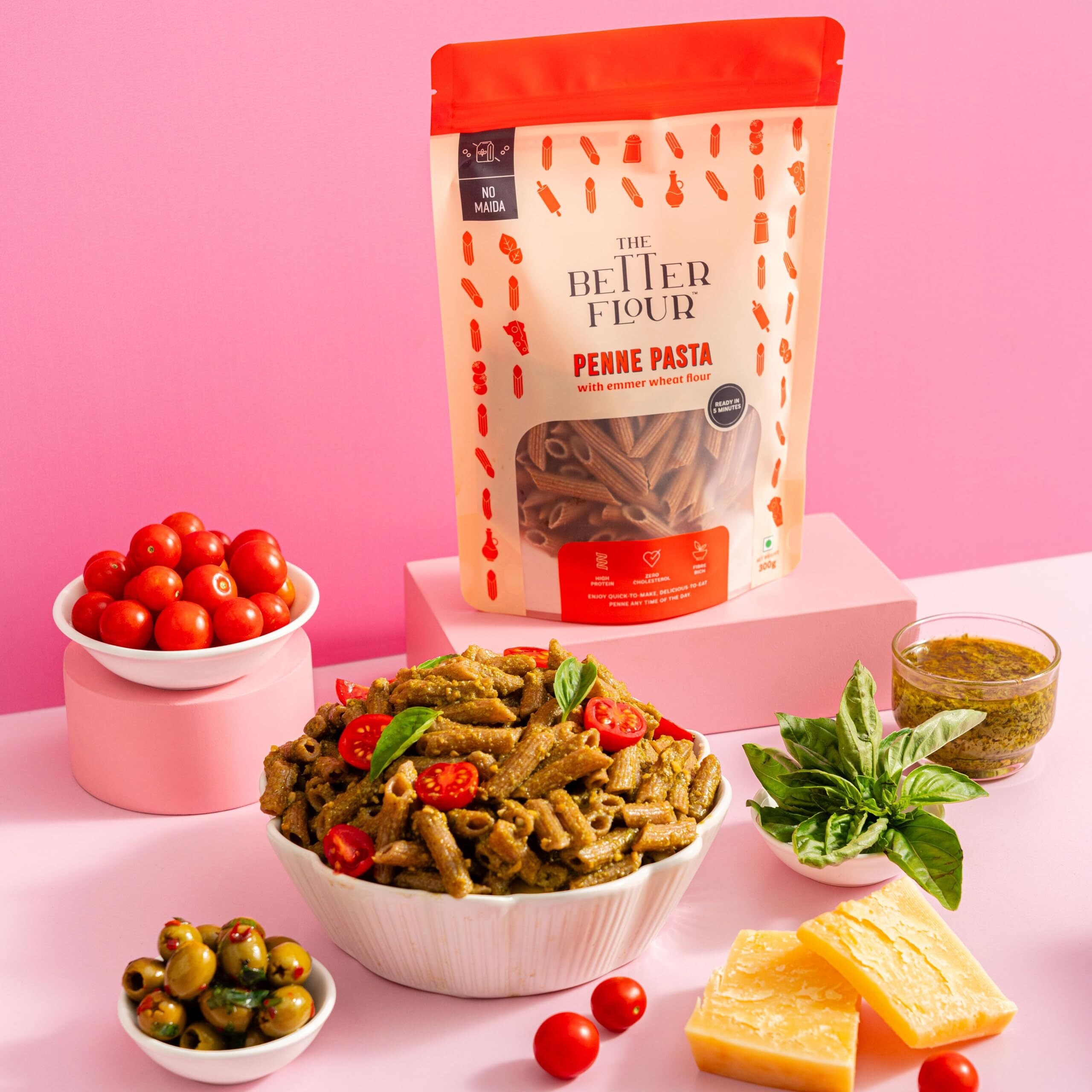 The Better Flour Emmer Wheat Penne Pasta | No Maida | High Protein | Low GI | High Fibre |300 gm