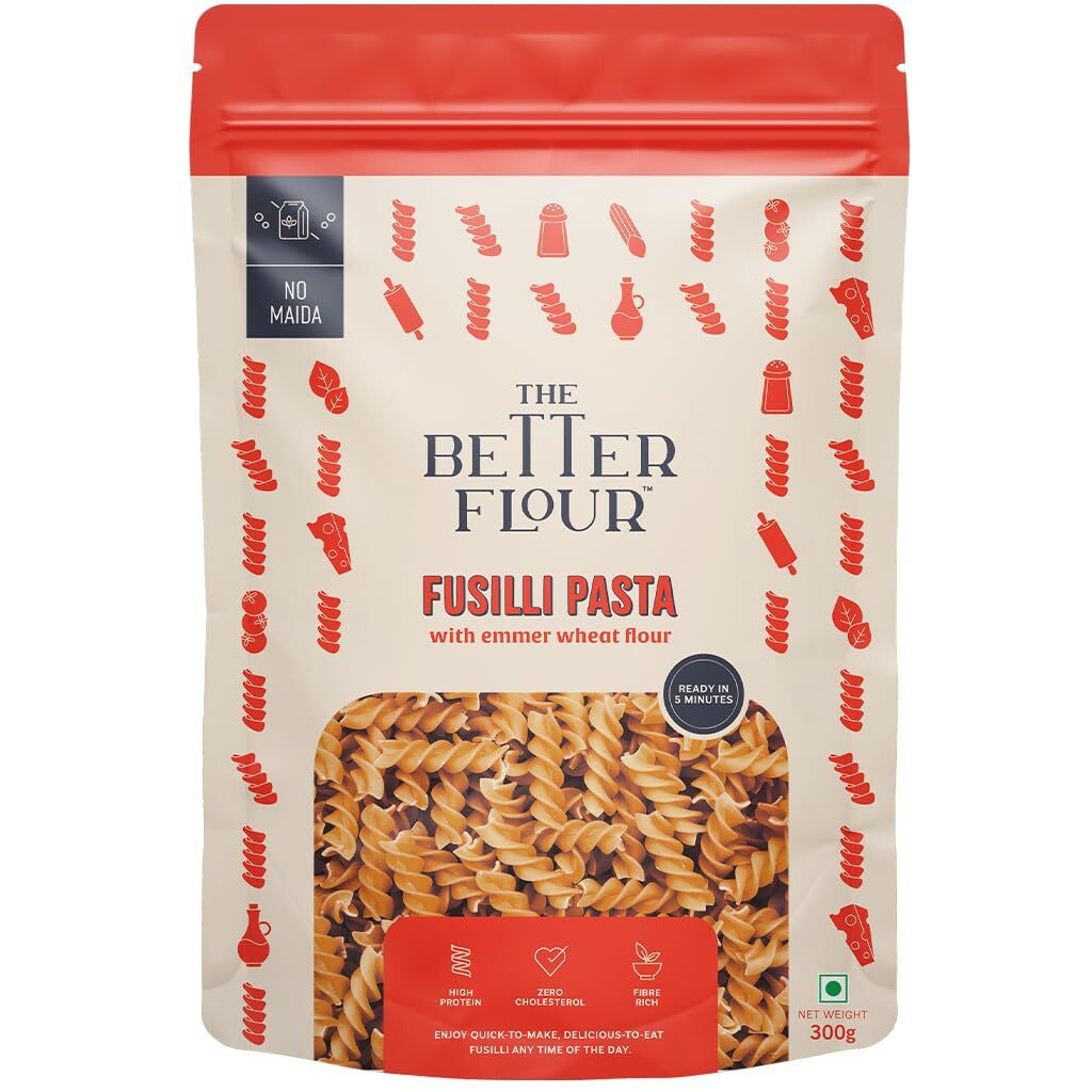 The Better Flour Emmer Wheat Fusilli Pasta No Maida | High Protein | Low GI | High Fibre | 300 gm