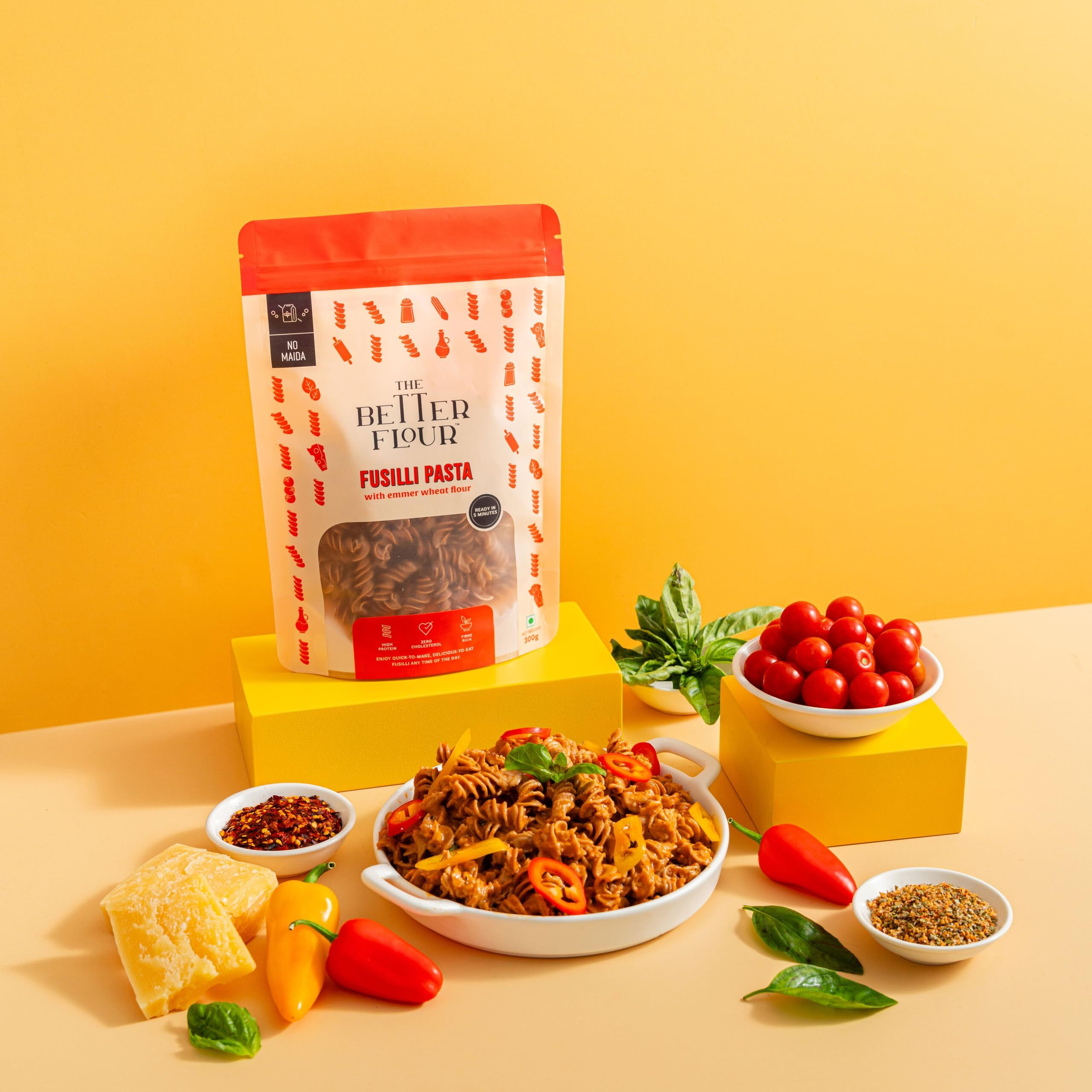 The Better Flour Emmer Wheat Fusilli Pasta No Maida | High Protein | Low GI | High Fibre | 300 gm