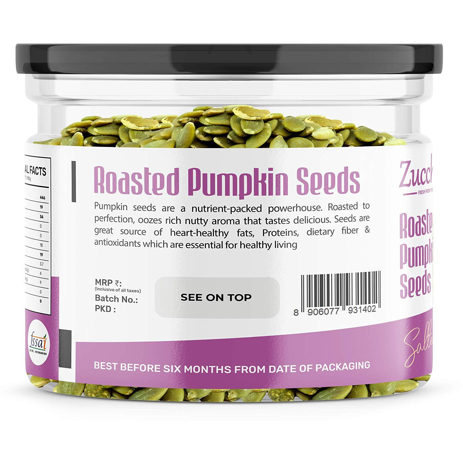 Zucchero Roasted Premium Pumpkin Seed, Lightly Salted, 200g - The Nutrient Powerhouse | Dry Roasting | Oil-Free| Slow baked Seeds