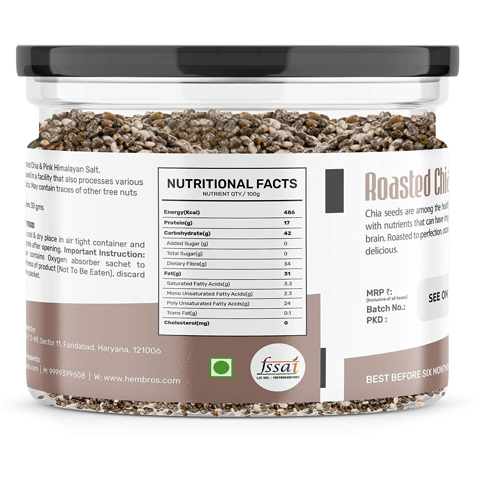 Zucchero Roasted Chia Seed, Lightly Salted, 200g - Tiny Powerhouse | Omega-3 | Weight-loss Dry Roasting | Oil-Free| Slow baked Seeds