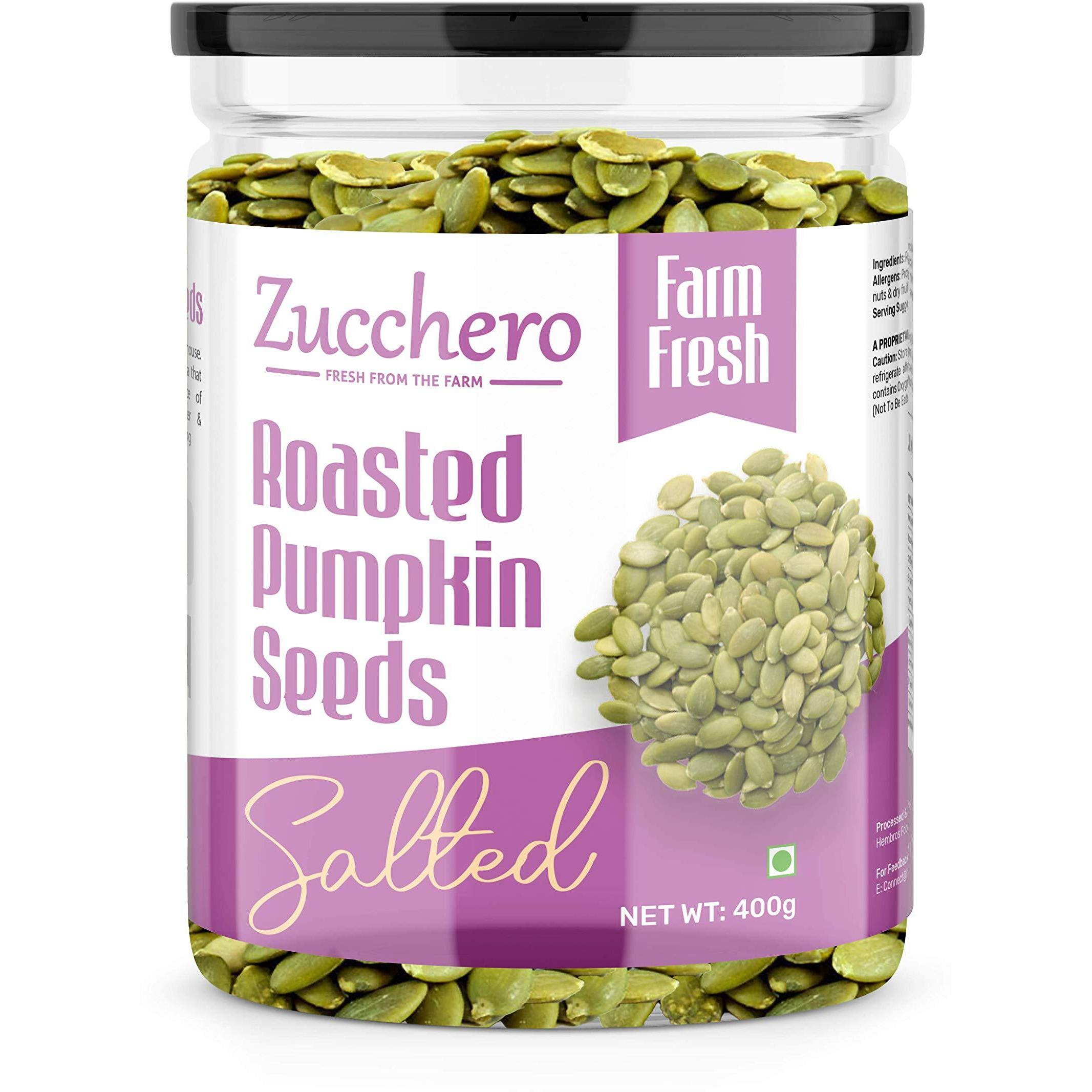 Zucchero Roasted Premium Pumpkin Seed, Lightly Salted, 400g - The Nutrient Powerhouse | Dry Roasting | Oil-Free| Slow baked Seeds