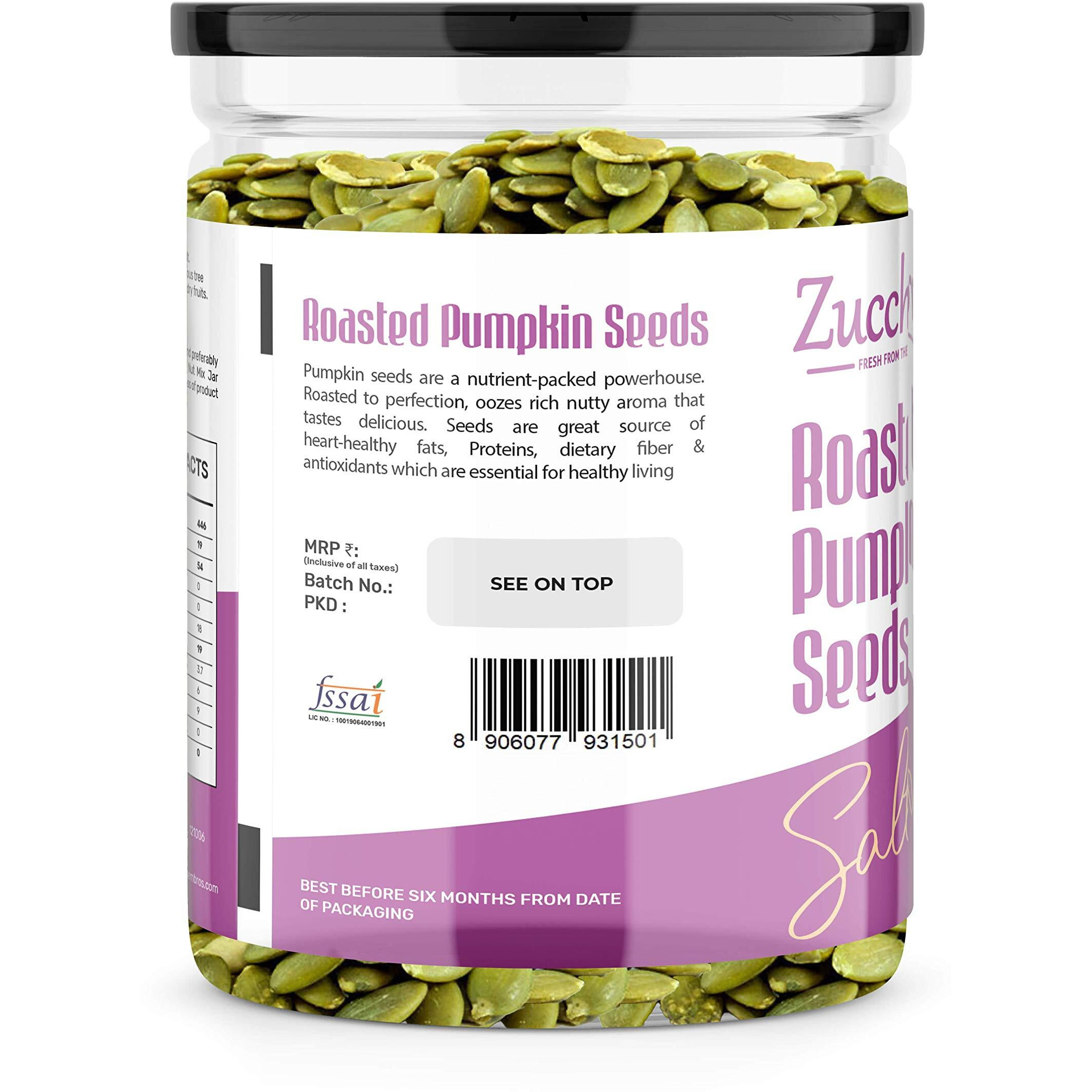 Zucchero Roasted Premium Pumpkin Seed, Lightly Salted, 400g - The Nutrient Powerhouse | Dry Roasting | Oil-Free| Slow baked Seeds