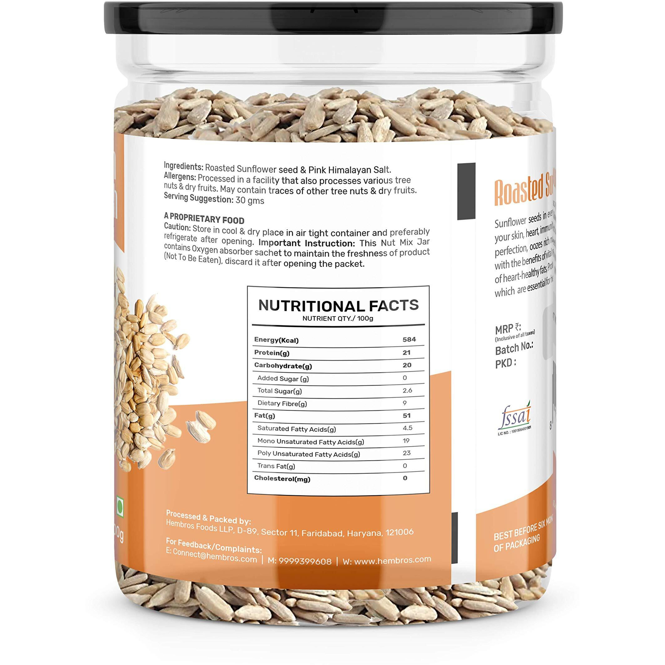 Zucchero Roasted Premium Sunflower Seed, Salted, 400g - Flavorful | Healthy Fat | Dry Roasting | Oil-Free| Slow baked Seeds