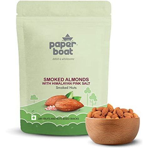 Paper Boat Premium Smoked and Roasted Almonds with Himalayan Pink Salt, Healthy Dry Fruit Snack, Pouch (200g)