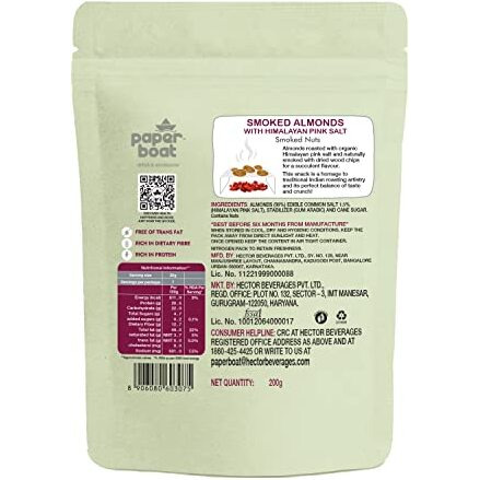 Paper Boat Premium Smoked and Roasted Almonds with Himalayan Pink Salt, Healthy Dry Fruit Snack, Pouch (200g)
