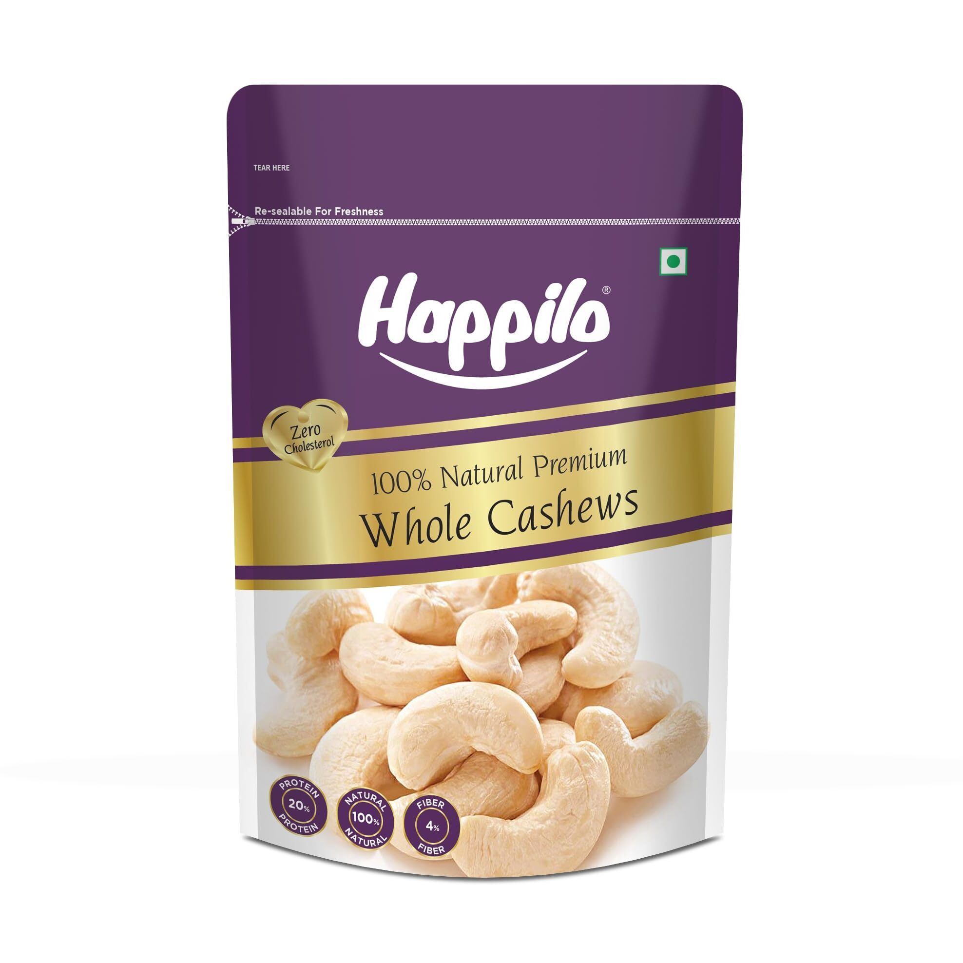 Happilo 100% Natural Premium Whole Cashews, 200 g (Pack of 1)
