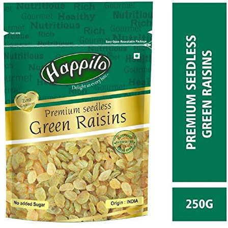Happilo Premium Seedless Green Raisins 250g | Premium Kishmish/Kismis | Rich in Iron & Vitamin B |