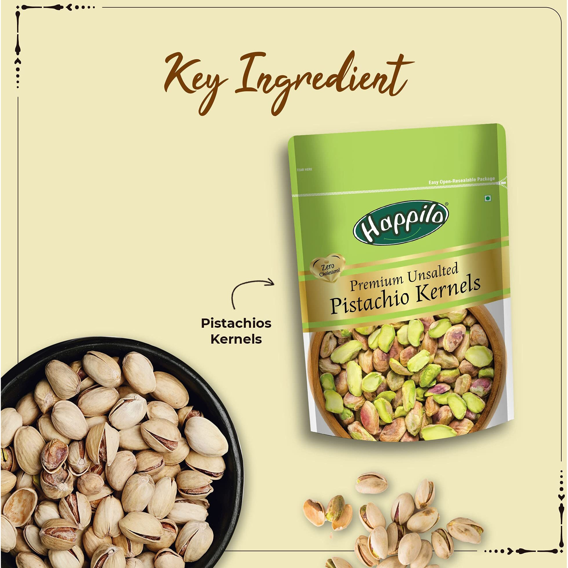 Happilo Premium Unsalted Pistachio Kernels 150g | Super Crunchy & Delicious | No Gluten | No GMO