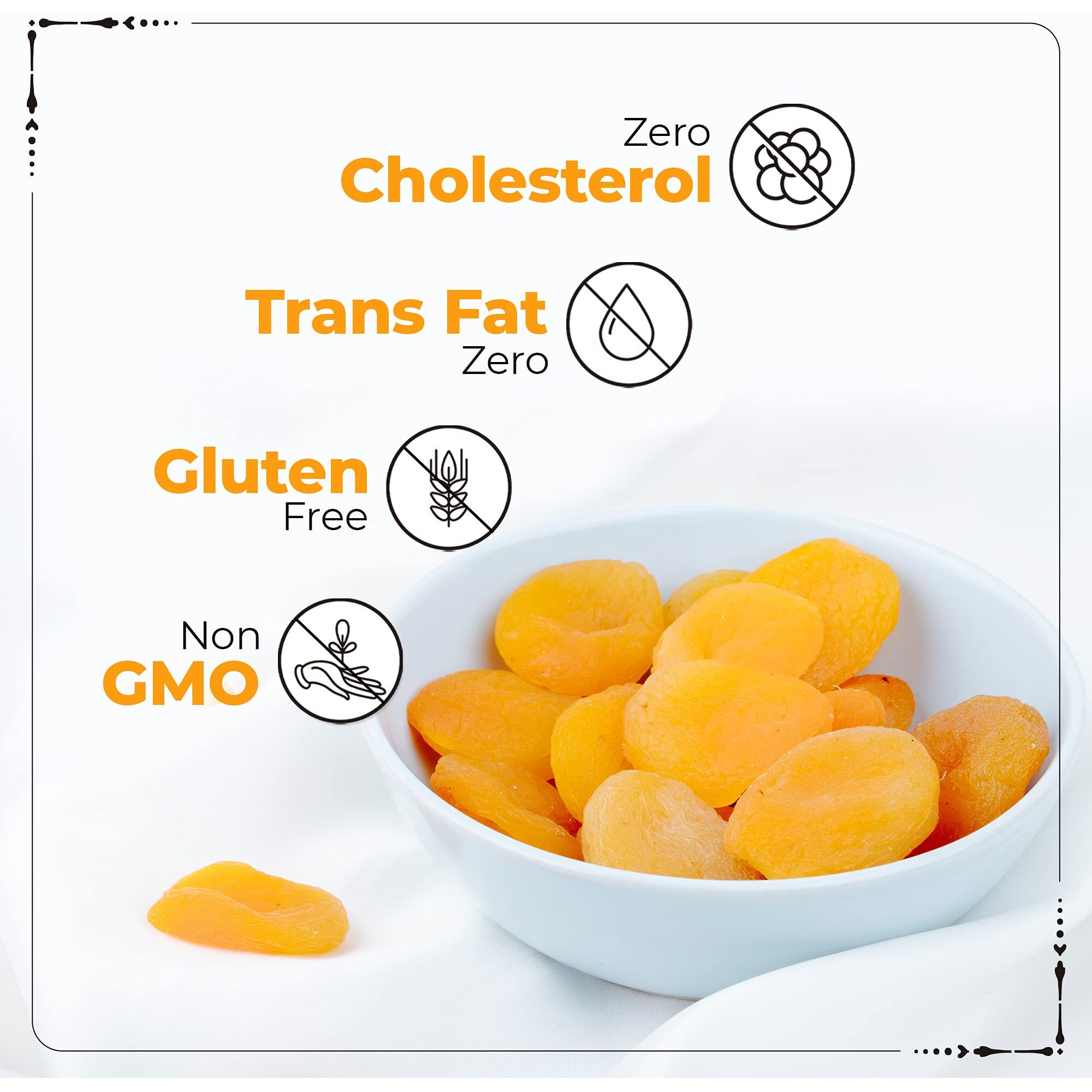 Happilo Premium Dried Turkish Apricots 200g each (Pack of 5), Jumbo Size Seedless, Juicy and Tangy Dehydrated Fruits