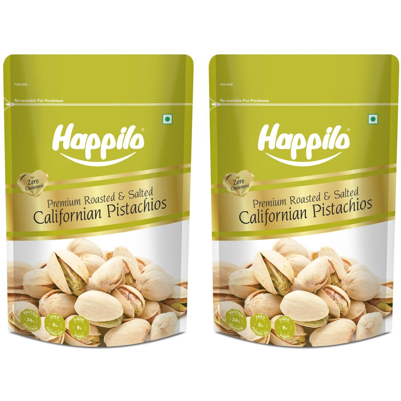 Happilo Premium Californian Roasted & Salted Pistachios 200 g (Pack of 2) | Pista Dry Fruit, Shelled Nuts Super Crunchy & Delicious Healthy Snack | Vitamins & Minerals Rich
