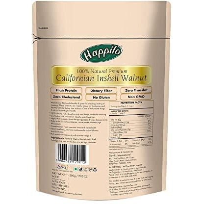 Happilo Natural Inshell Dried Walnut 200g (Pack of 2) | Quality Akrot Giri | High in Protein & Iron | Low Calorie Nuts