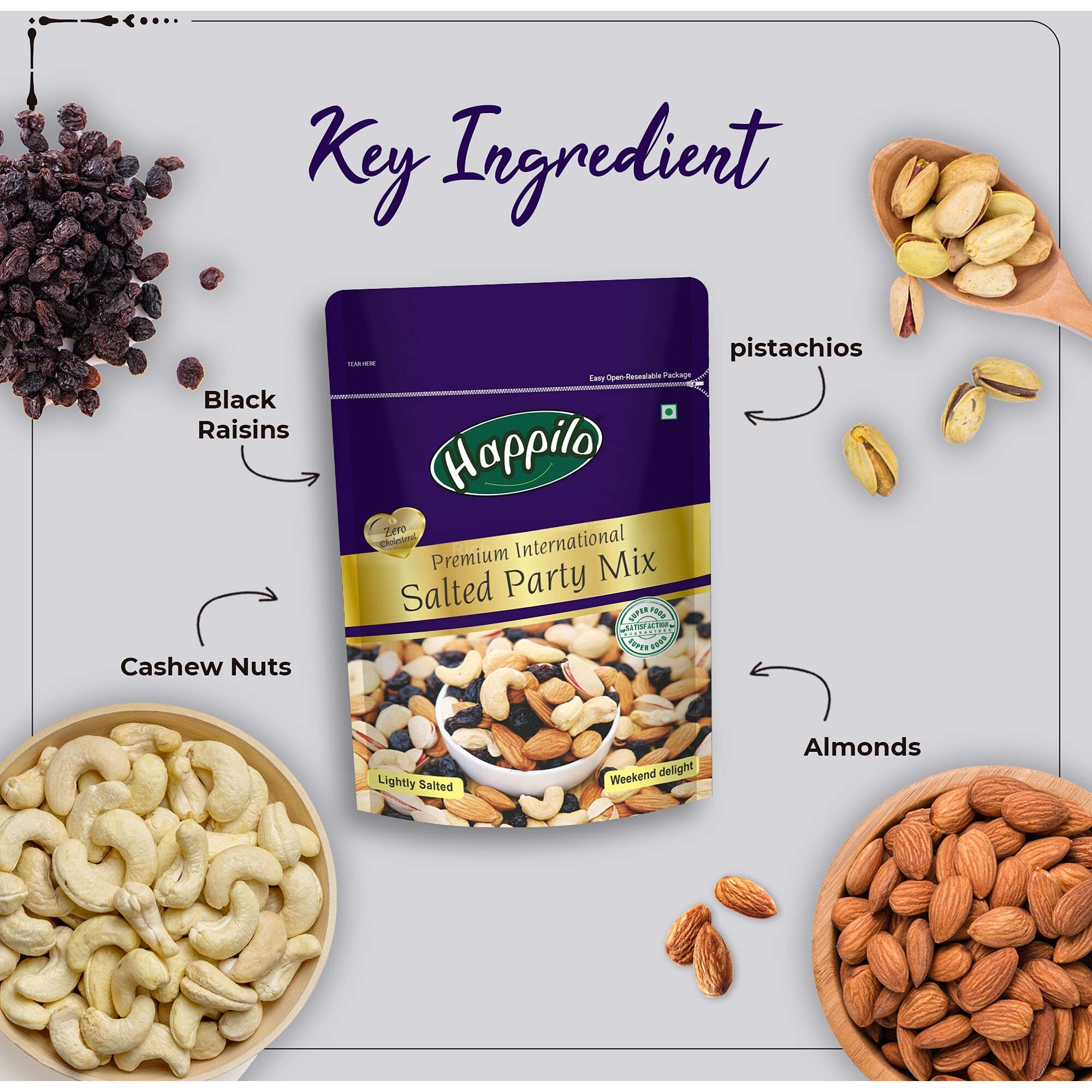 Happilo Premium International Salted Partymix 1kg | Healthy Dry Fruits Snack | Contains Kaju, Kishmish, Badam & Pista | Oven Roasted Nuts | Source of Minerals & Vitamins