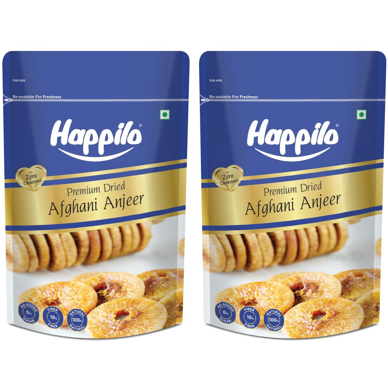 Happilo Premium Dried Afghani Anjeer 200g each (Pack of 2), Dry Figs for Weight Management, Digestion, Immunity, Good Health & Rich in Dietary Fiber