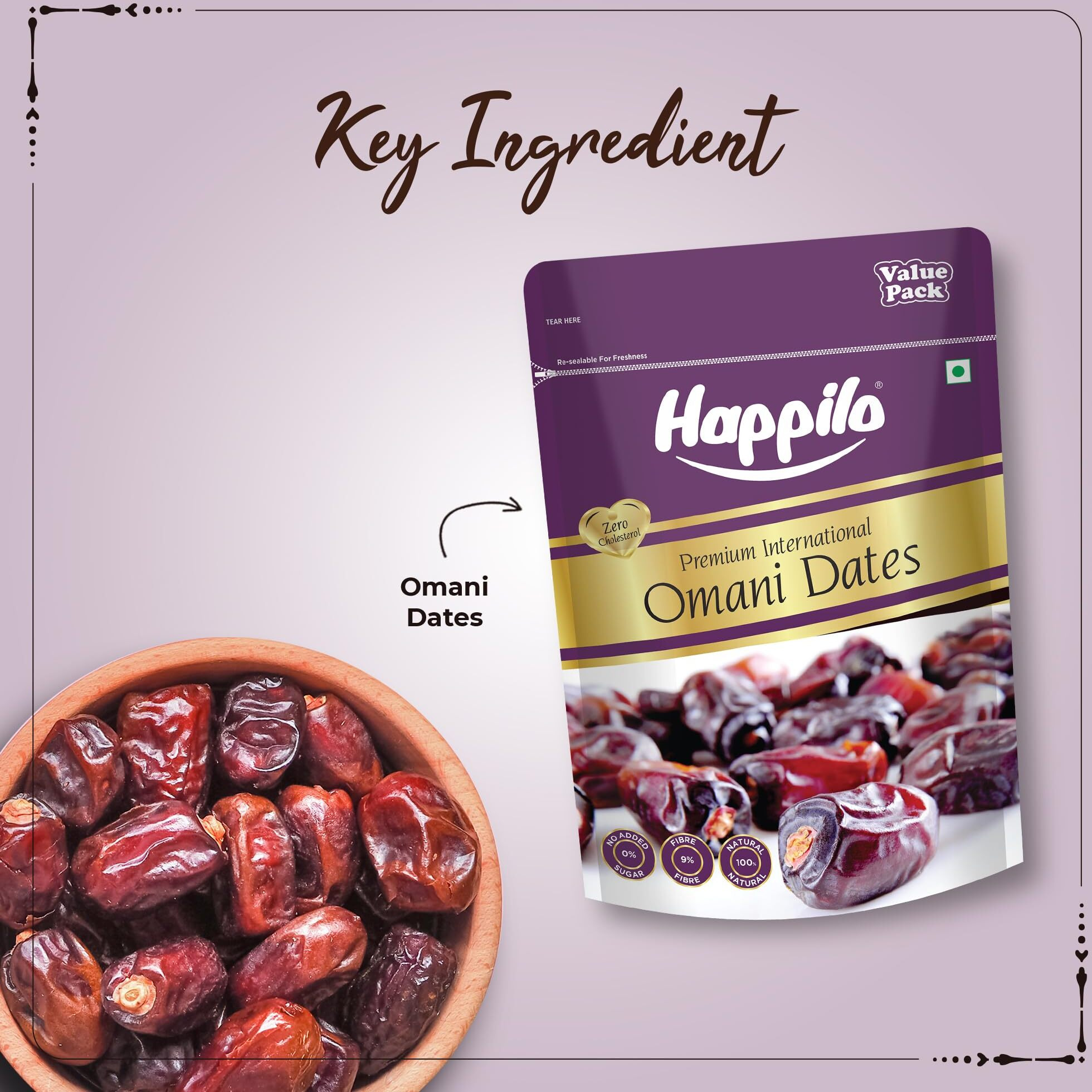 Happilo Premium International Omani Dates 680g Value Pack | Khajoor or Khajur Dry Fruit | Healthy & Nutritious Snack | Rich in Protein & Vitamins | Natural Sweetner