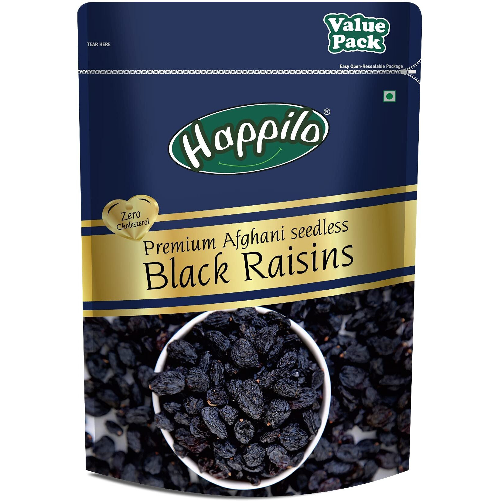 Happilo Premium Afghani Seedless Black Raisins 500 g Value Pack| Kali Kishmish | High in Antioxidants, Naturally Sweet & tasty