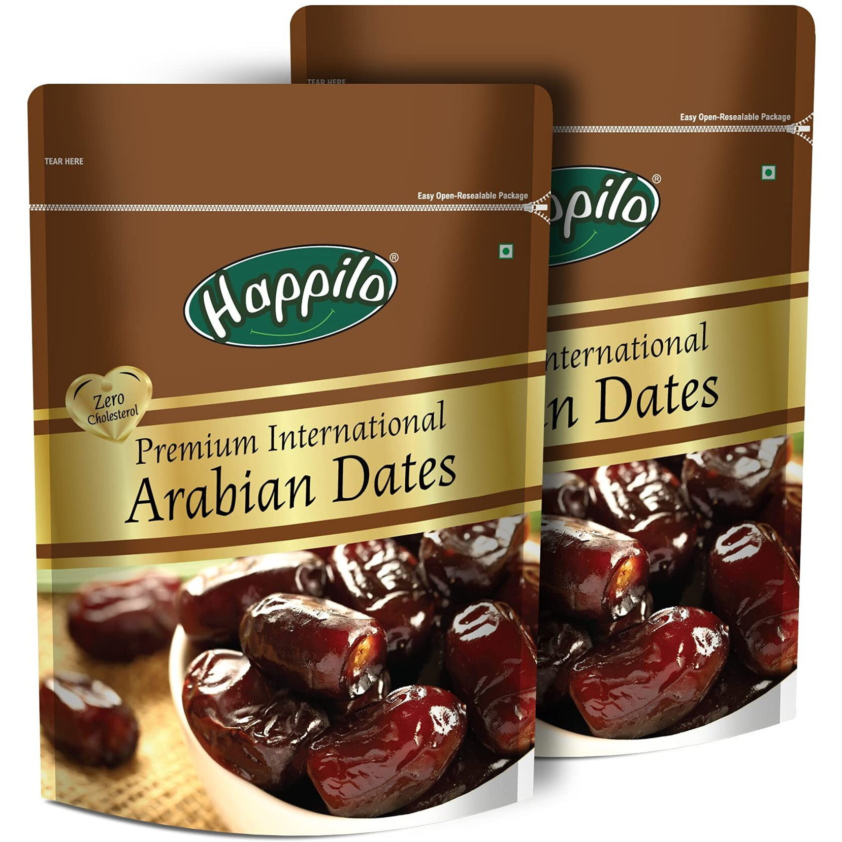 Happilo Premium International Arabian Dates 500g (Pack of 2), Dry Fruit for Weight Management, Soft Chewy Texture & Sweet Caramel Taste