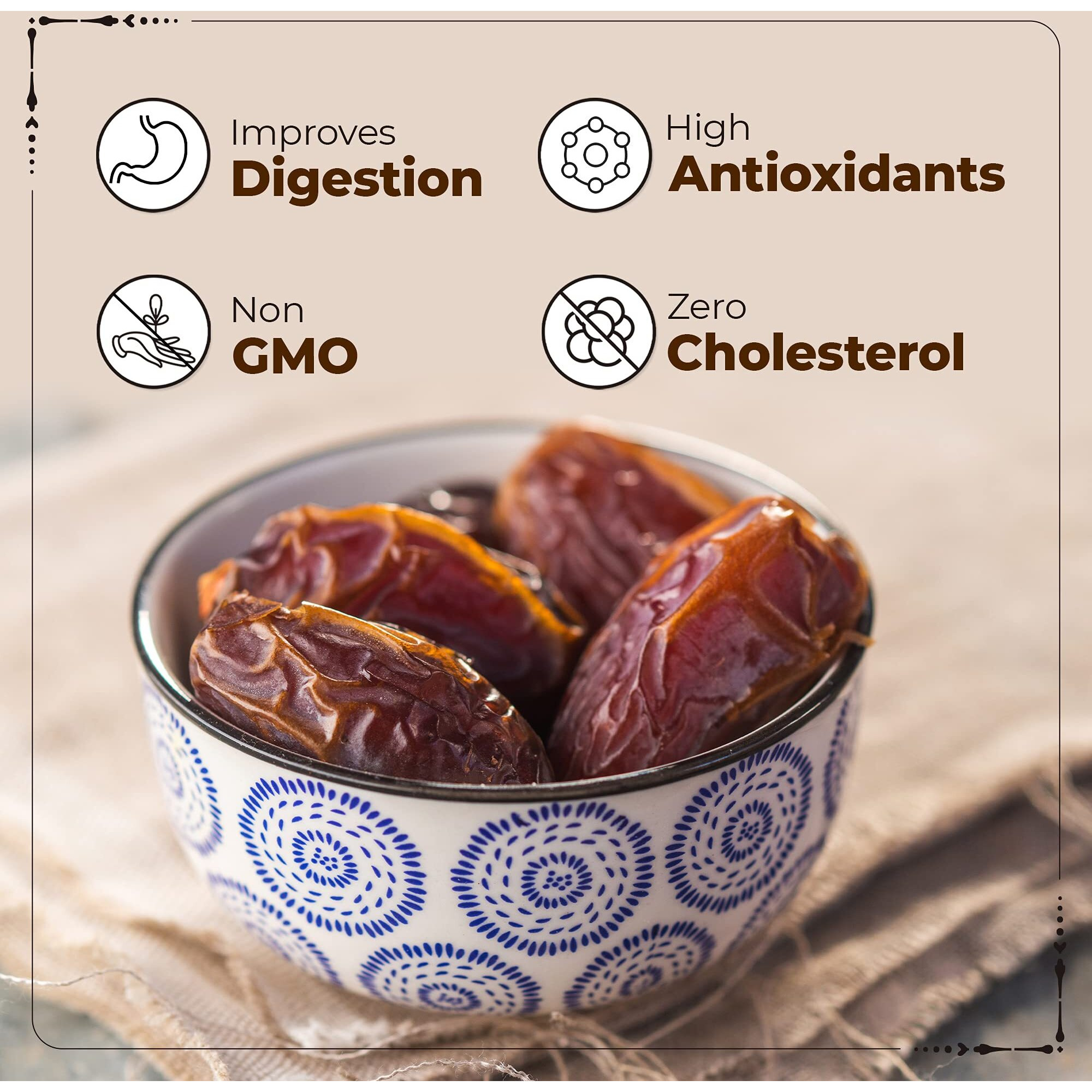 Happilo Premium International Arabian Dates 500g (Pack of 2), Dry Fruit for Weight Management, Soft Chewy Texture & Sweet Caramel Taste