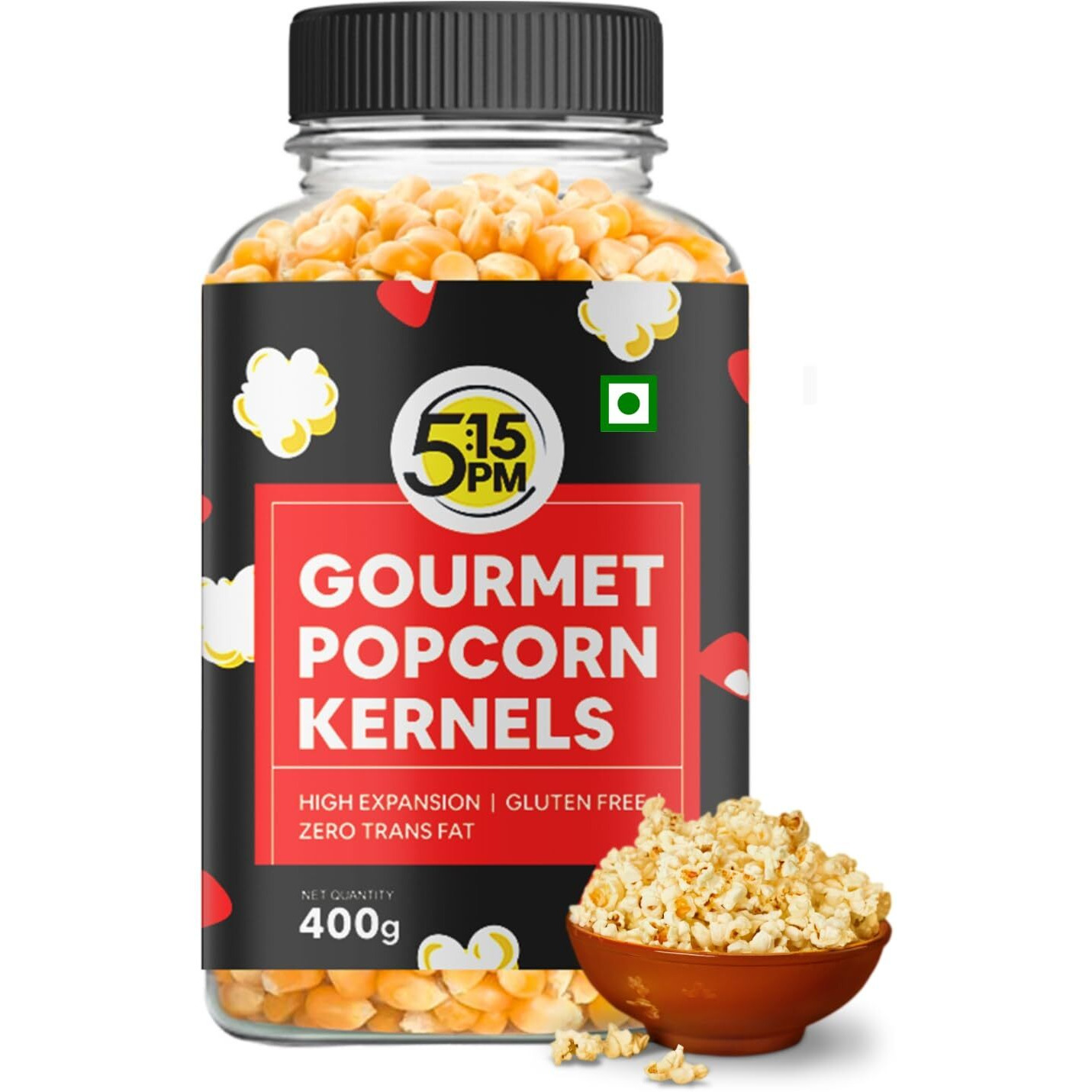 515PM Popcorn Kernel Seeds Big Size Gourmet Pop Corn Kernels Imported from USA | High Expansion, A Grade Makkai Popcorn  400g