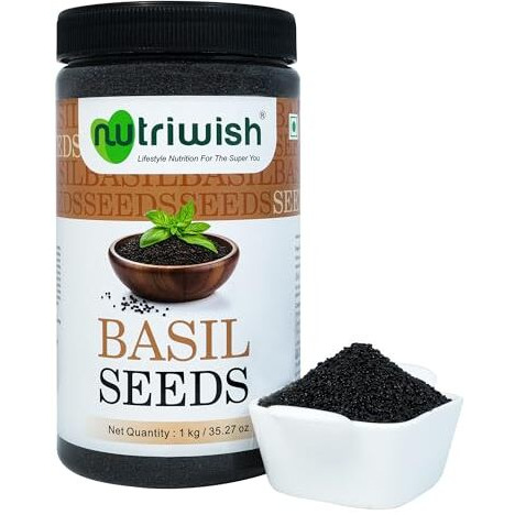 Nutriwish Basil Seeds, 2 Kg | Sabja Seed | Tulsi Beej | Tukmariya |