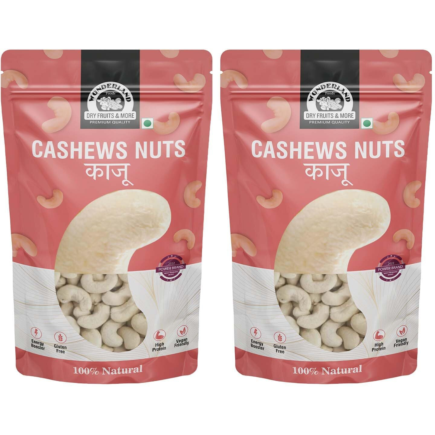 WONDERLAND FOODS (DEVICE) Dry Fruits Whole Cashews (Kaju) W320-Grade 800G (400G X 2 Pouch)