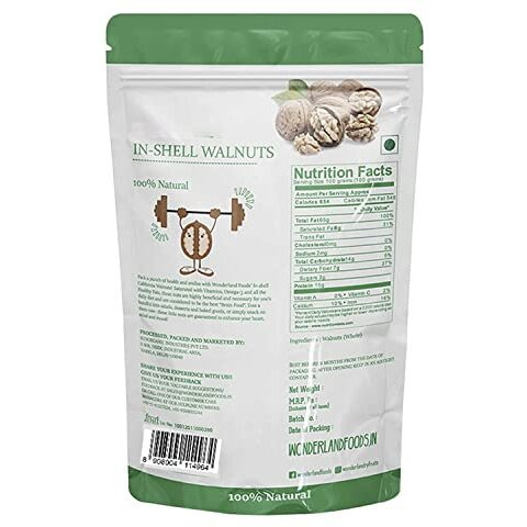 WONDERLAND FOODS California Inshell Walnuts 1Kg Pouch | Latest Fresh Crop Inshell Walnut Akhrot | High in Protein & Iron | Low Calorie Nut | Healthy & Delicious