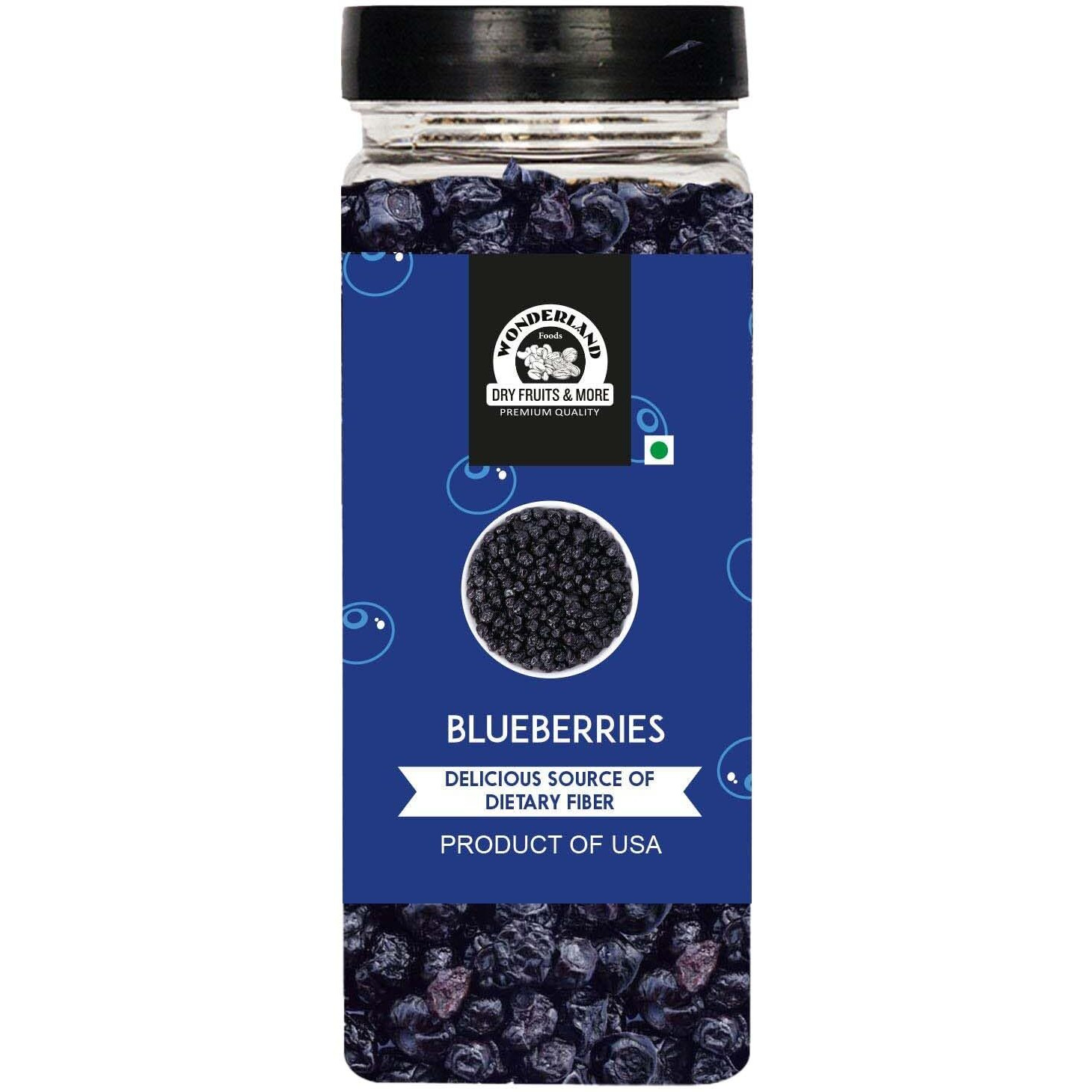 WONDERLAND FOODS Healthy & Tasty Californian Whole & Dried Blueberry 250g Jar