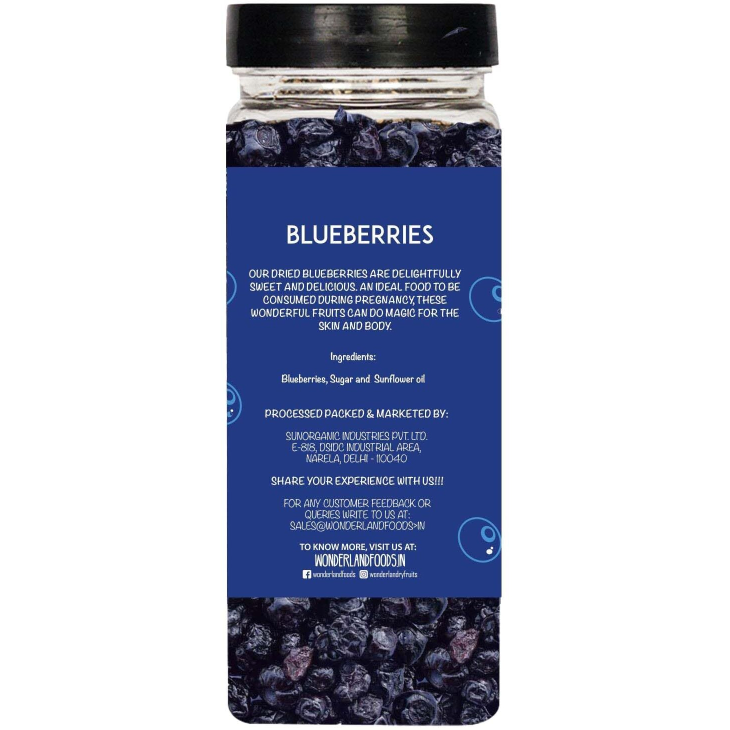 WONDERLAND FOODS Healthy & Tasty Californian Whole & Dried Blueberry 250g Jar