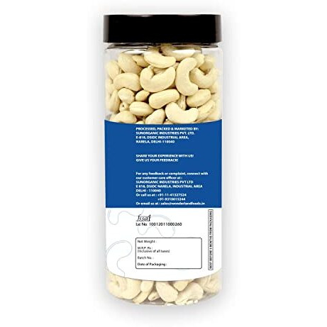 WONDERLAND FOODS Whole Raw Cashew (Kaju) W320-Grade 1Kg (500g X 2 Jar)