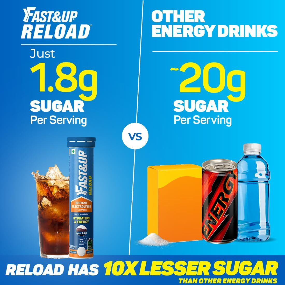 Fast&Up Reload Electrolyte Instant Hydration Sports Drink - 100 g (Cola)
