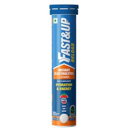 Fast&Up Reload (5 Litres) Low Sugar energy drink for Instant Hydration - 20 Effervescent Tablets with 5 Essential Electrolytes + Added Vitamins - Certified Electrolytes Drink - Forest Fruits flavour