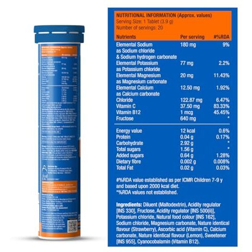 Fast&Up Reload (5 Litres) Low Sugar energy drink for Instant Hydration - 20 Effervescent Tablets with 5 Essential Electrolytes + Added Vitamins - Certified Electrolytes Drink - Forest Fruits flavour