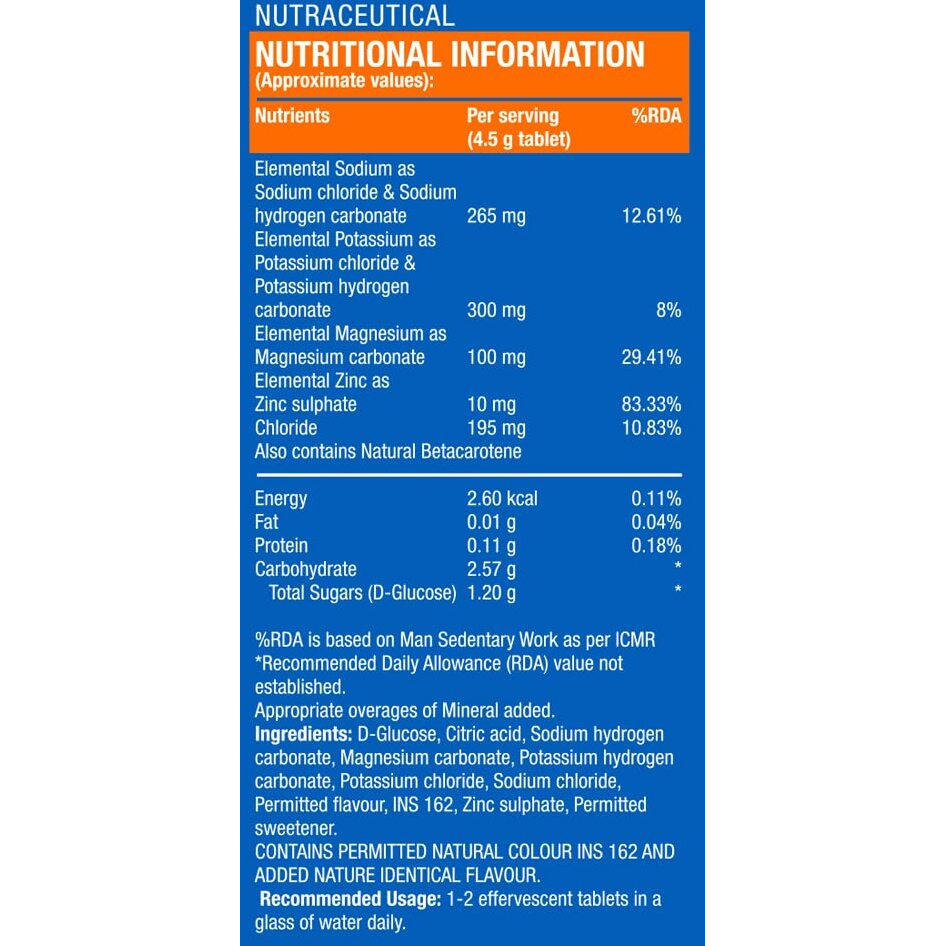 FAST&UP Reload O.R.S, Effervescent Electrolyte Tablets for Daily Rehydration, Zinc + D-Glucose,Fluid balance, Refreshing Orange Flavour - 20 Effervescent Tablets - Pack of 7, Blue
