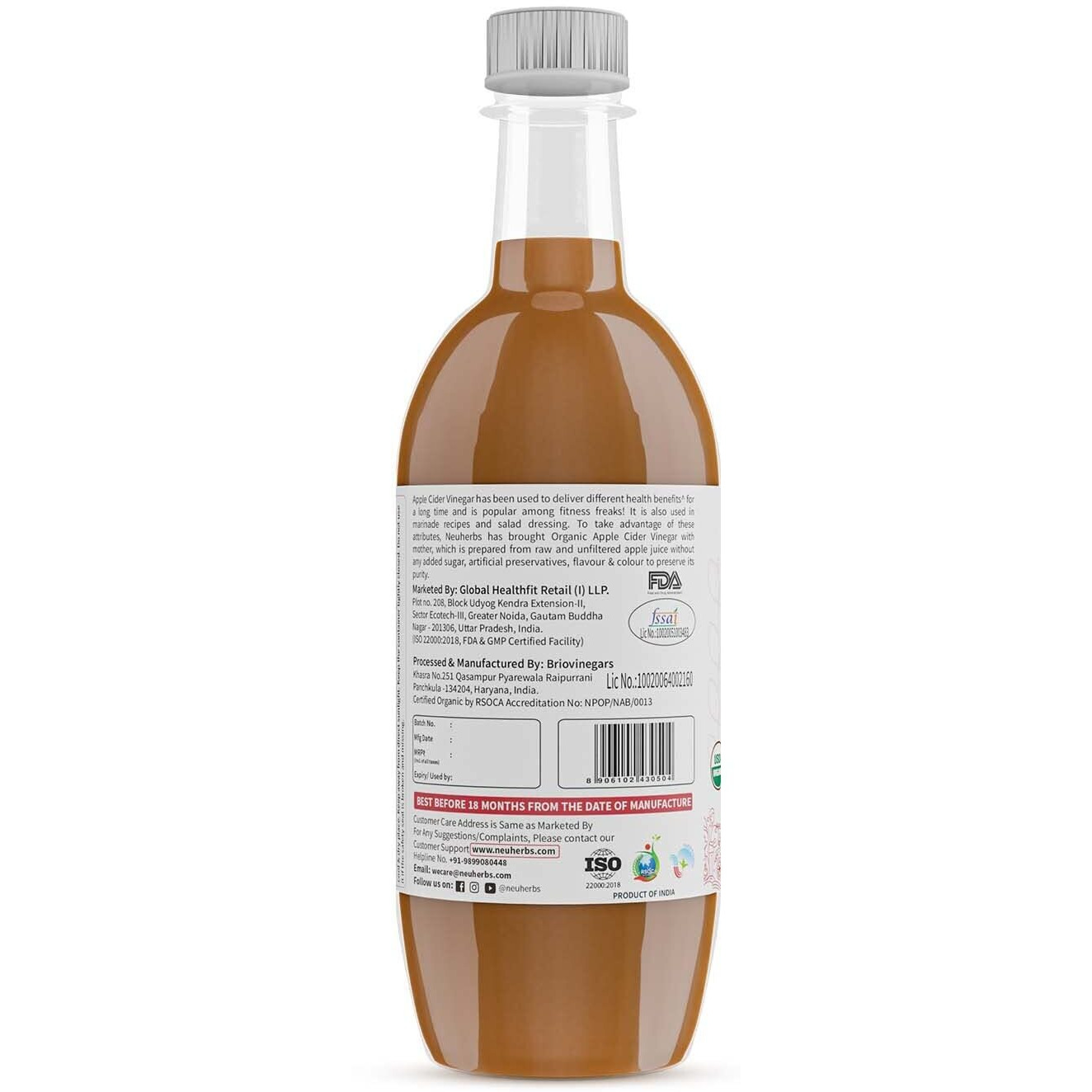 Neuherbs Organic Apple Cider Vinegar With Mother 500 ml