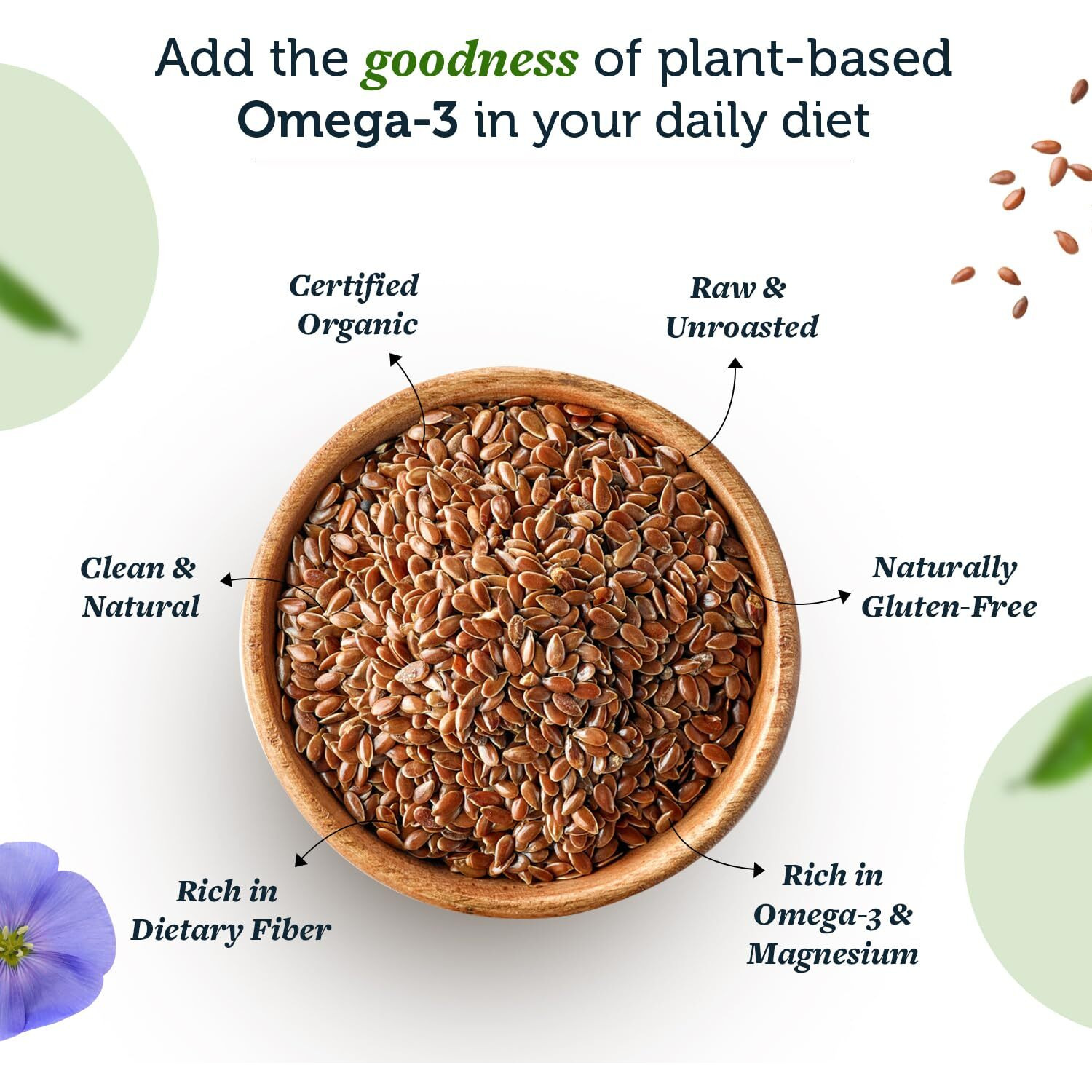 Neuherbs Raw Unroasted Flax Seeds with Fiber for Weight Management Combo Pack of 2-400G Each