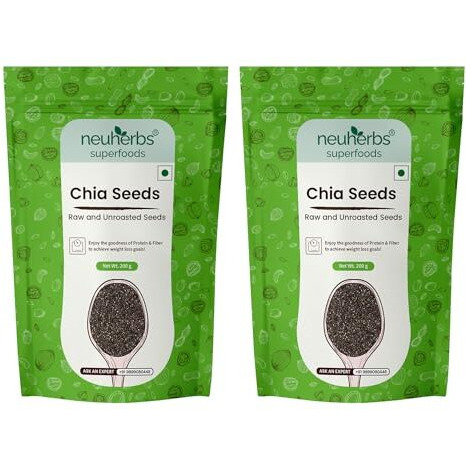 Neuherbs Raw Unroasted Chia Seeds For Eating With Omega 3 and Fiber For Weight Loss Management - 400 Gram | Healthy Snacks | Seeds For Eating During Summer | Best Diet Food | 100% Clean & Natural