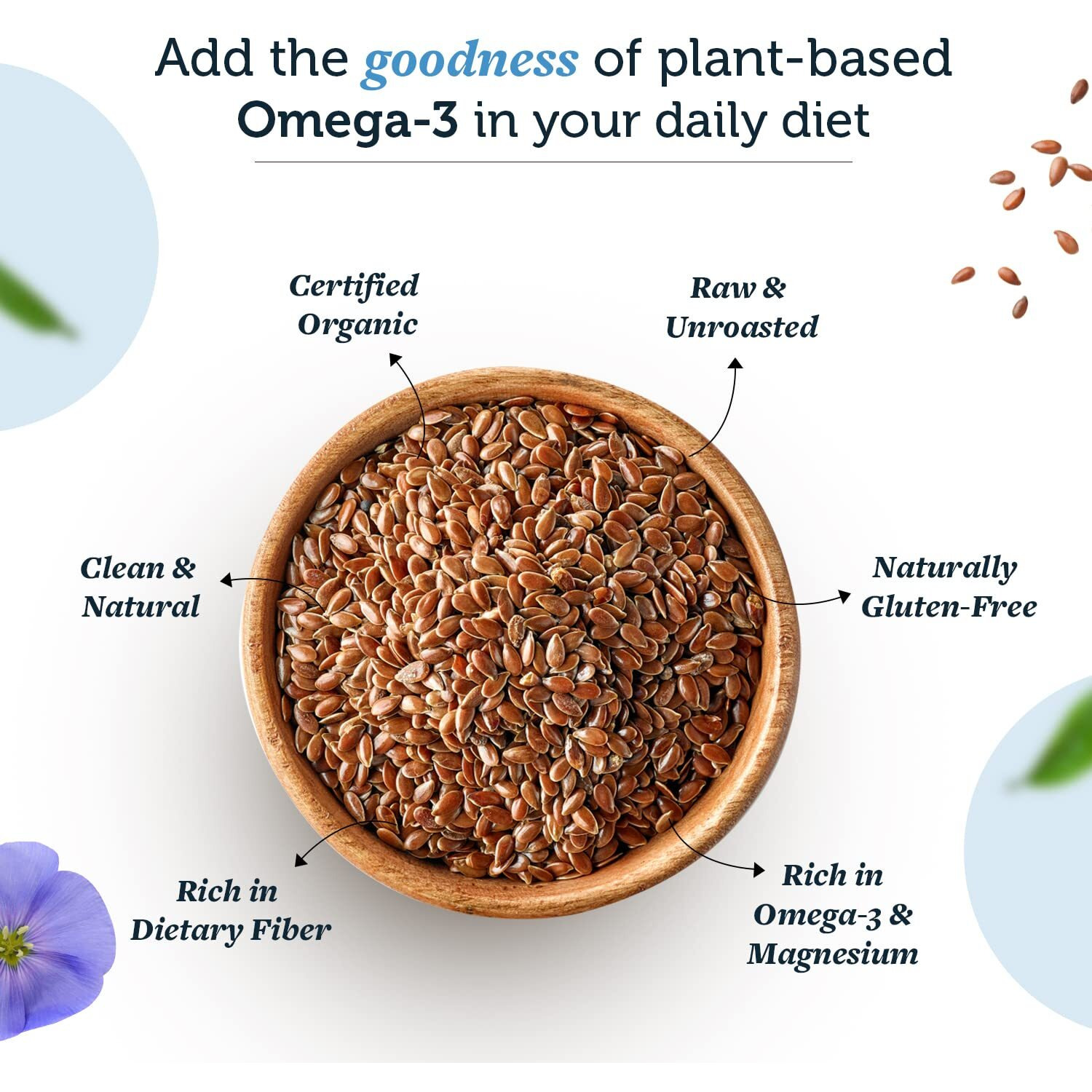 Neuherbs Raw Unroasted Flax Seeds for Weight Loss Management | Rich in Omega-3 Fatty acids, Protein, Fibers and Minerals  1 KG