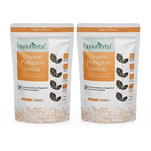 Neuherbs Raw & Unroasted Pumpkin Seeds | Immunity Booster & Fiber Rich Superfood | Rich Source of Omega 3 | Highly Nutritious Snack | Rich in Protein, Zinc & Magnesium 200 G (Pack of 2)