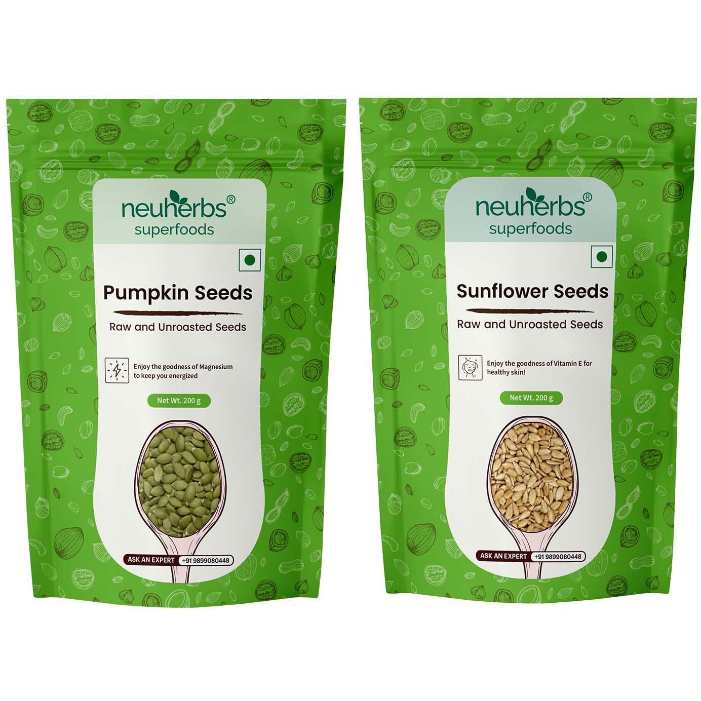 Neuherbs Sunflower & Pumpkin Seeds Combo for Healthy heart, Restful sleep, Boosted energy and Weight management- (Sunflower seeds 200g + Pumpkin seeds 200g)