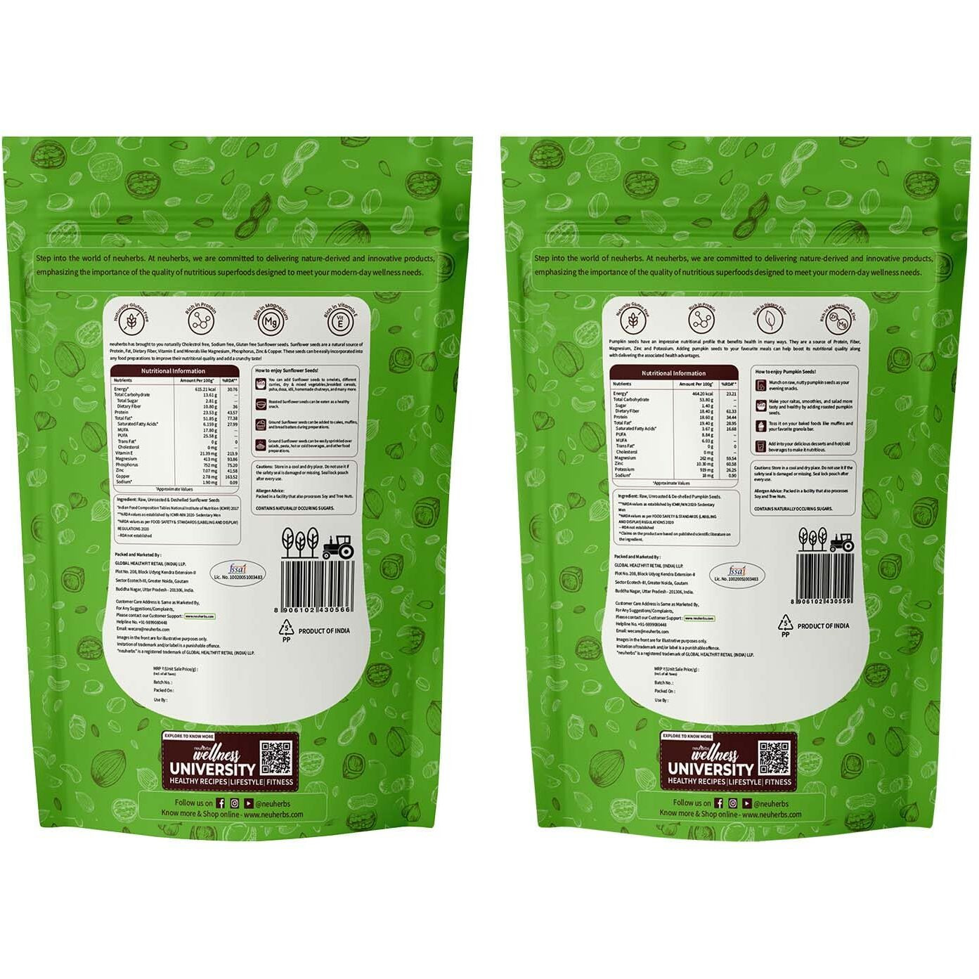 Neuherbs Sunflower & Pumpkin Seeds Combo for Healthy heart, Restful sleep, Boosted energy and Weight management- (Sunflower seeds 200g + Pumpkin seeds 200g)