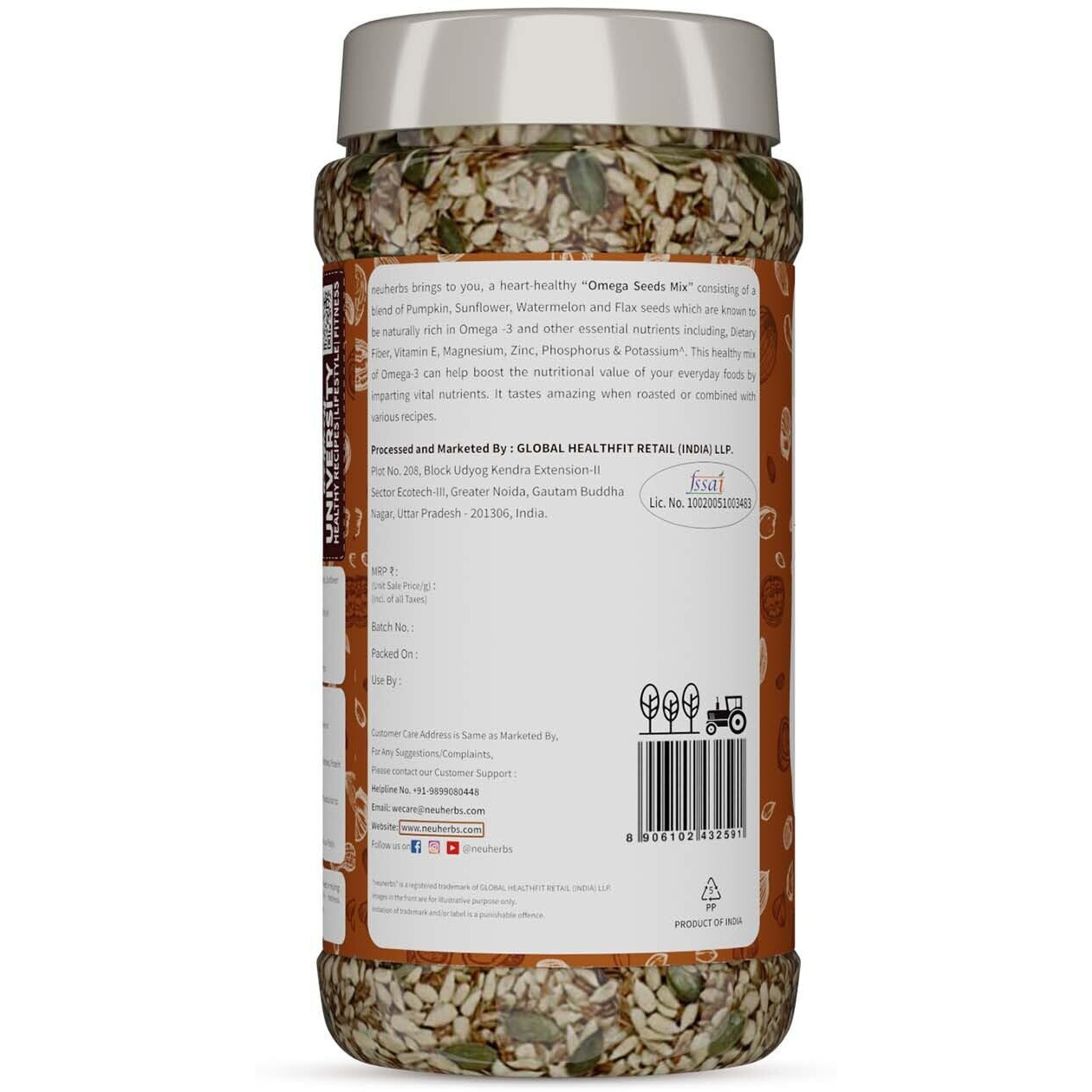 Neuherbs Omega-3 Fiber 4-in-1 raw & Unroasted seeds mix 200g | Diet snacks | Super Seeds Mix For Eating | Healthy Food For Weight Loss,Heart,Good Skin