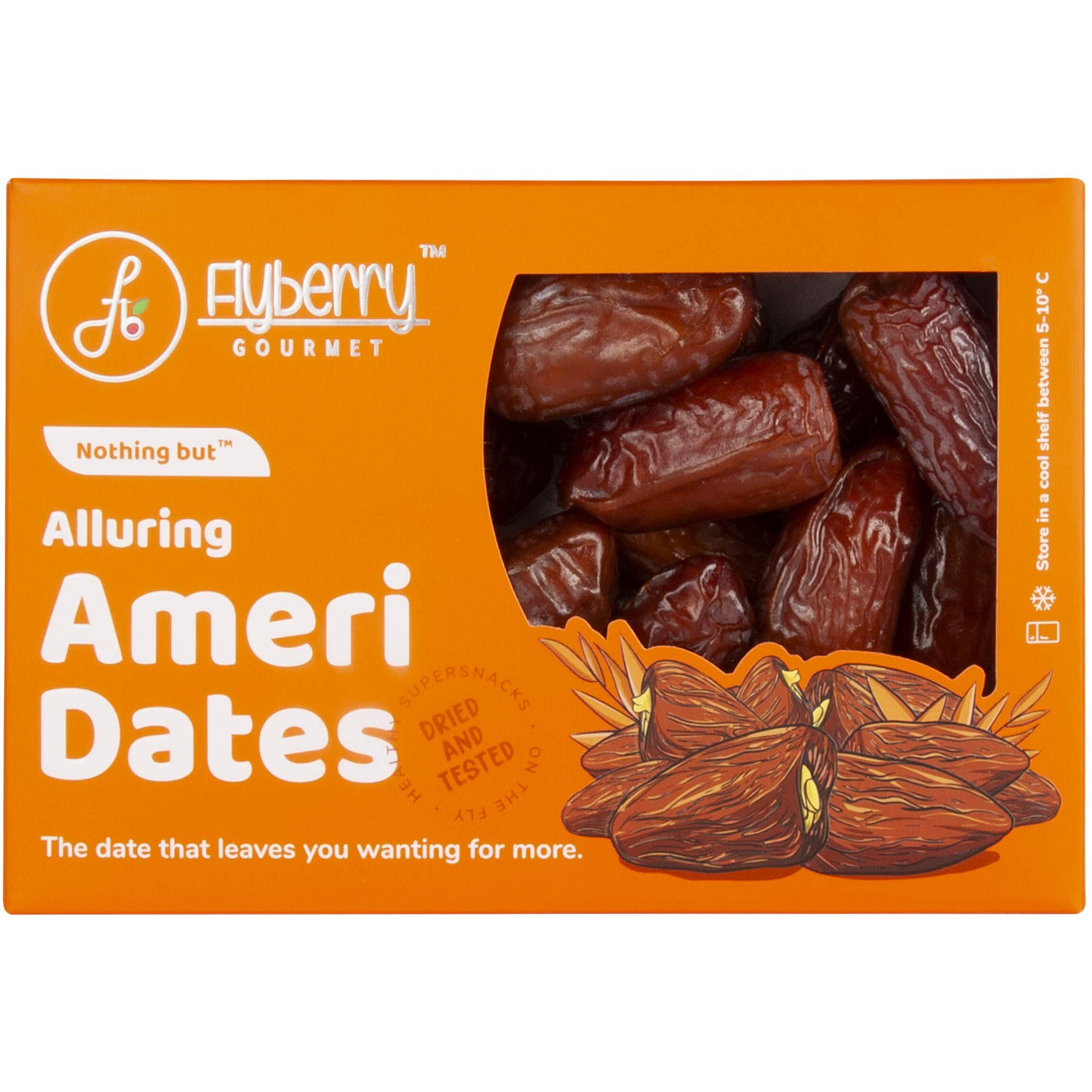 Flyberry Gourmet Ameri Dates (Khajoor/Khajur) 500g | 100% Natural | Rich in Calcium, Iron and Potassium | Instant Energy