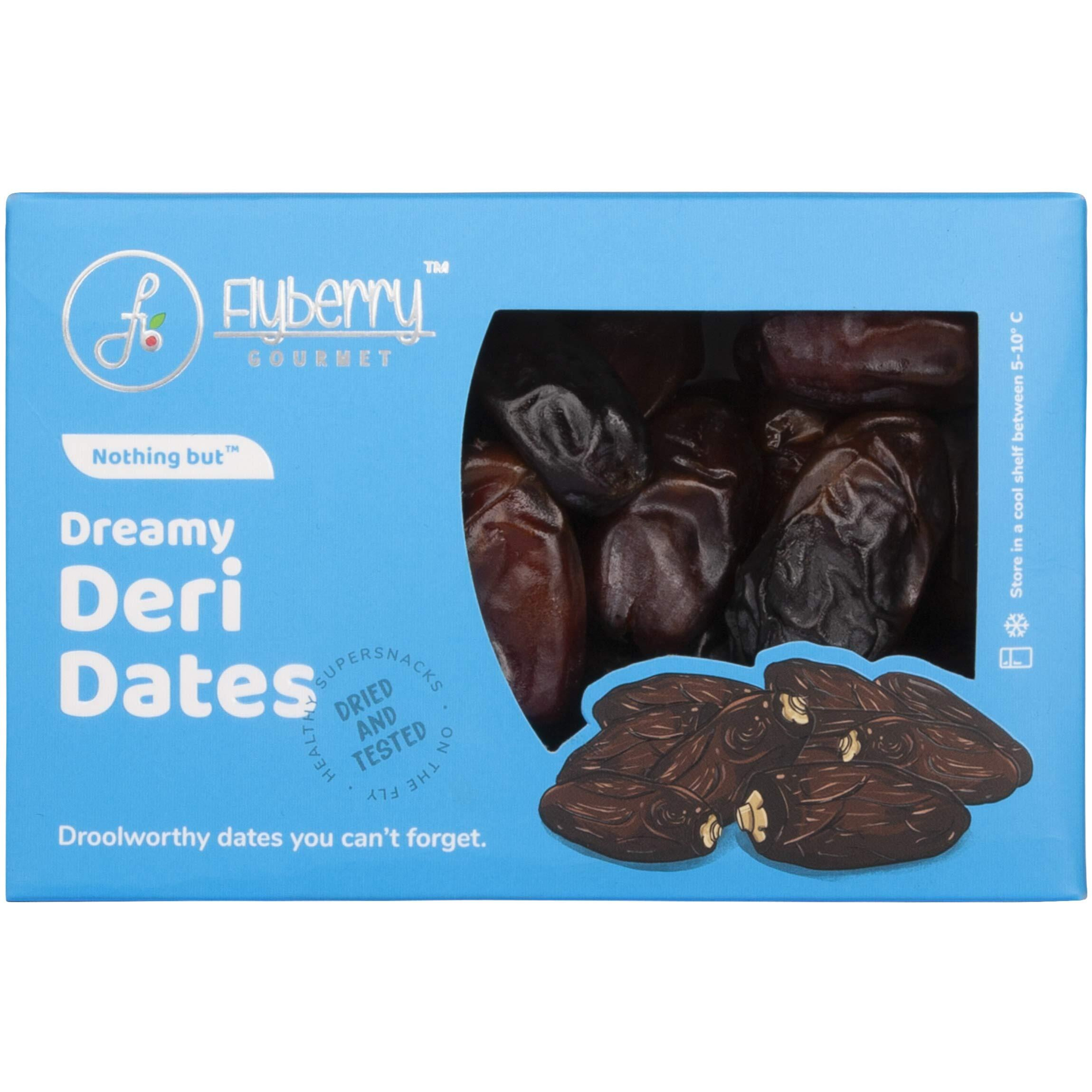Flyberry Gourmet Deri Dates (Khajoor/Khajur) 200g | 100% Natural | Rich in Calcium, Iron and Potassium | Instant Energy