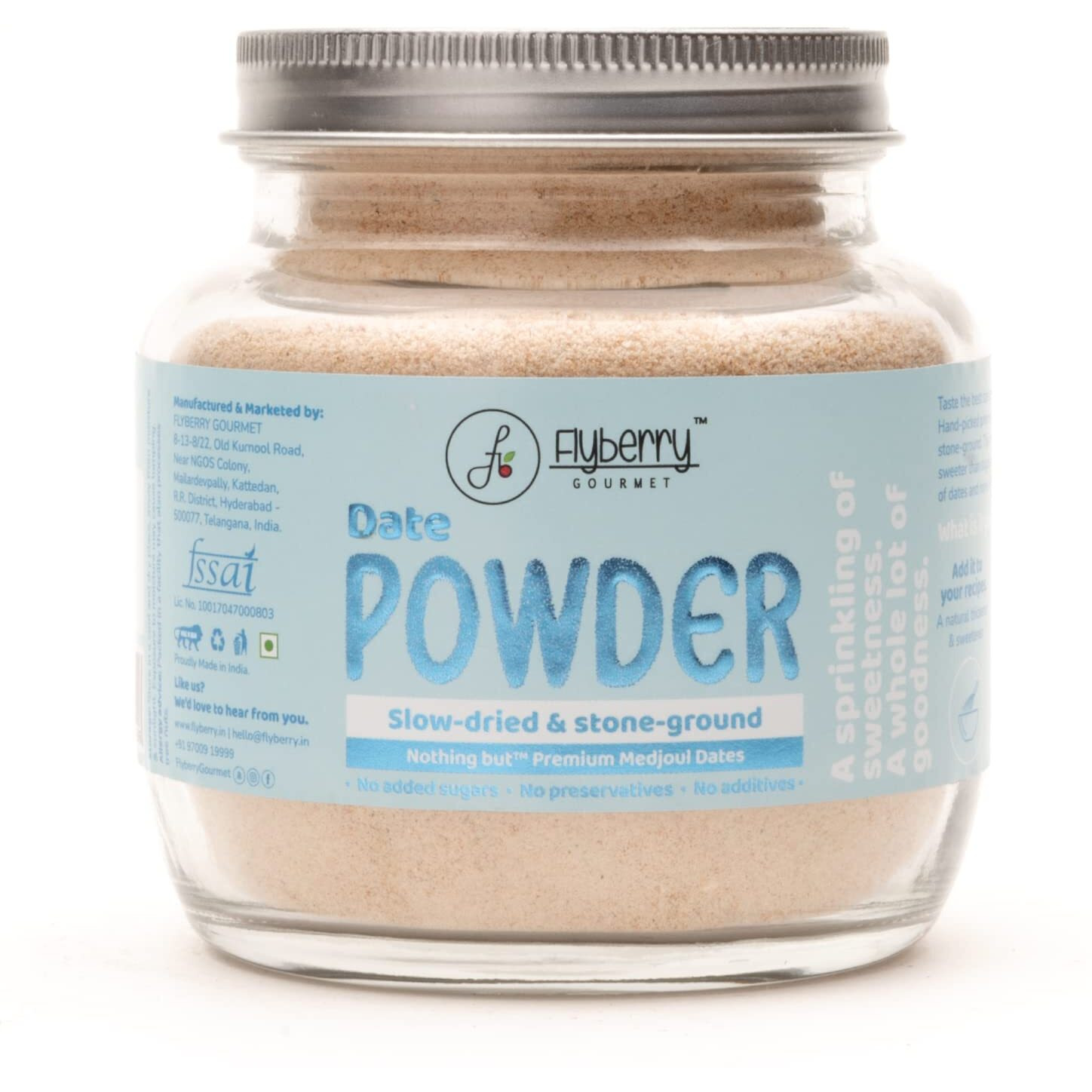 Flyberry Gourmet Dates Powder - 50g | Dried Dates powder | Finely Ground Kharik Powder | Delicious Alternative to Sugar | Best For Kids & Adults | No added Preservatives | Natural Sugar | No added Sugar