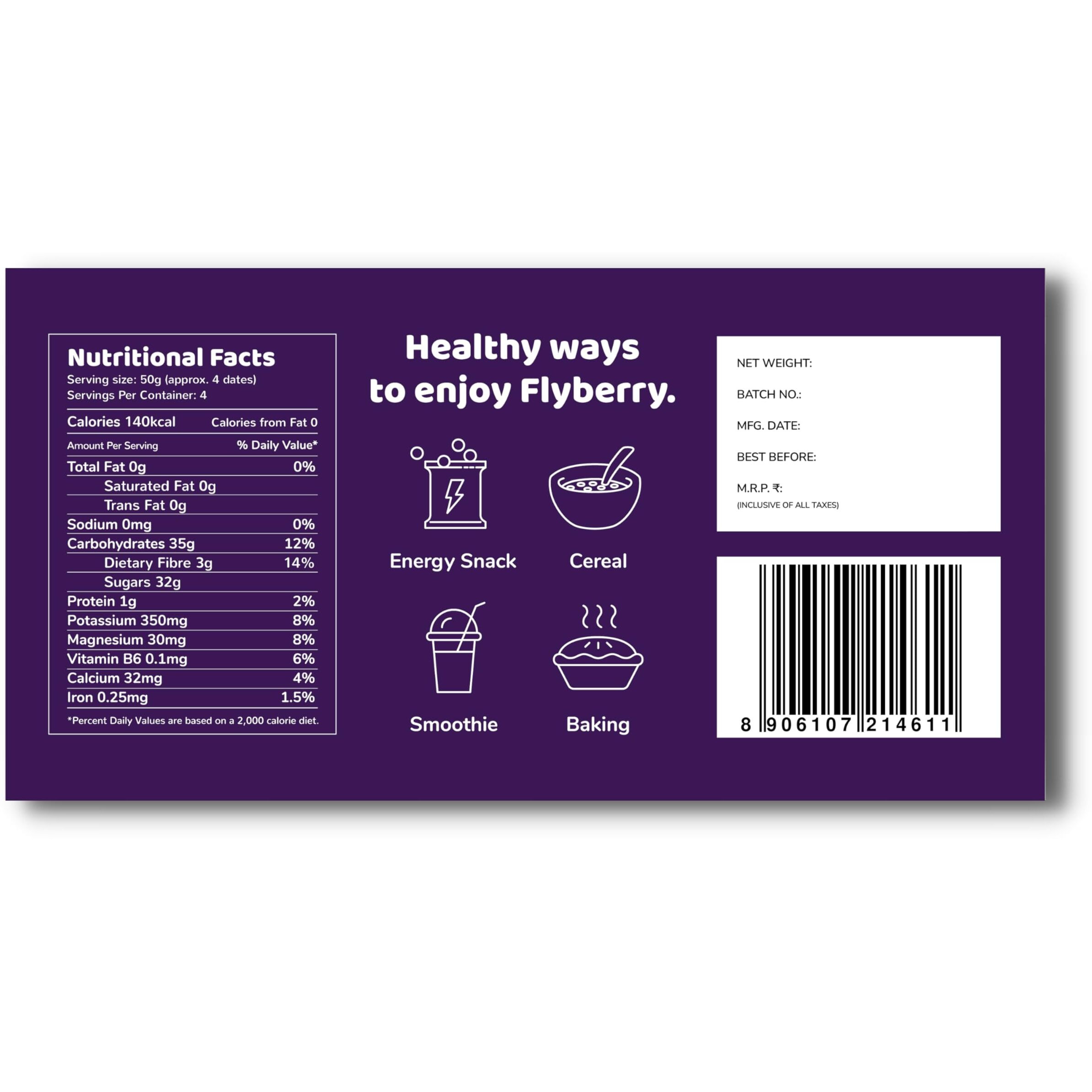 Flyberry Gourmet Mini Medjoul/Medjool Dates (Khajoor/Khajur) 500g | 100% Natural | Rich in Calcium, Iron and Potassium | Instant Energy