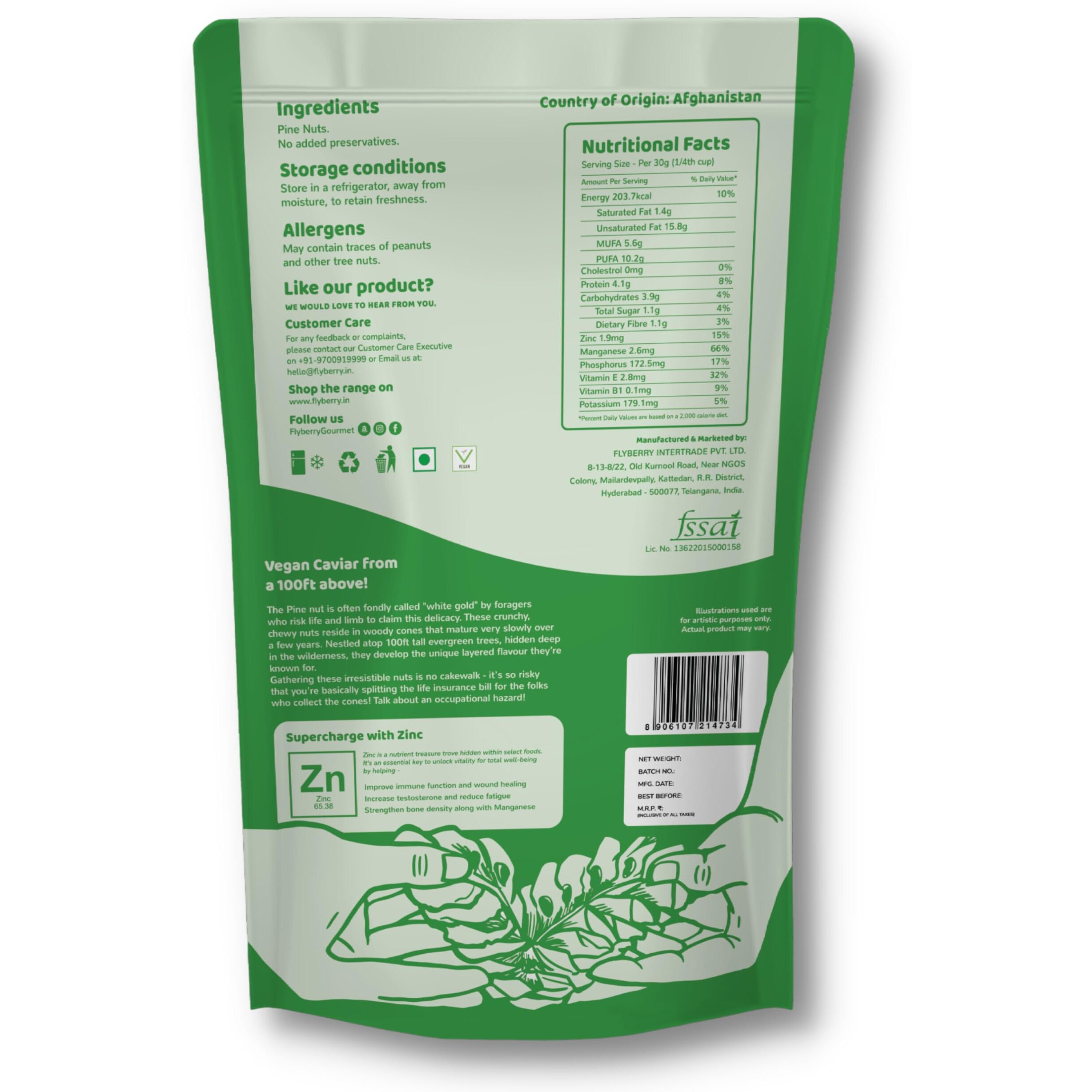 Flyberry Gourmet Pinenuts, 100g